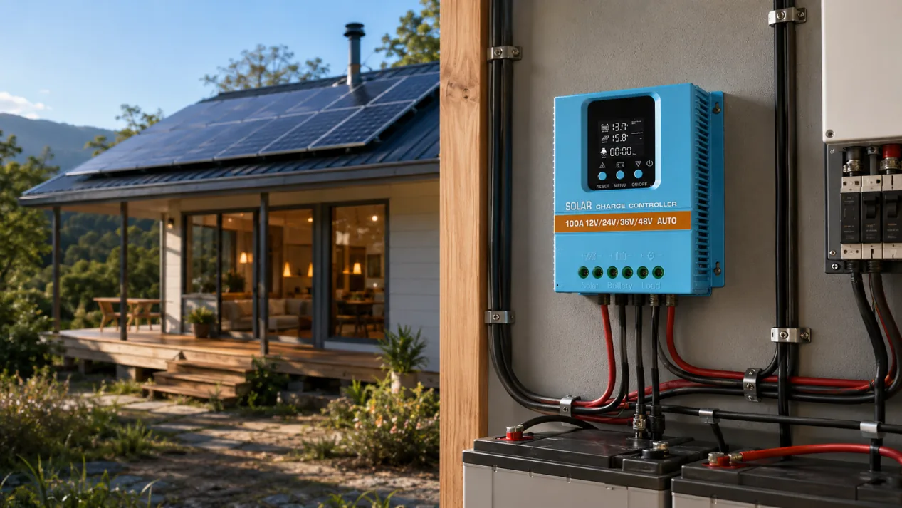 Residential off-grid home powered by solar panels