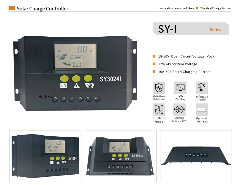 SY-I series 10A–30A PWM solar charge controller for 12V/24V systems