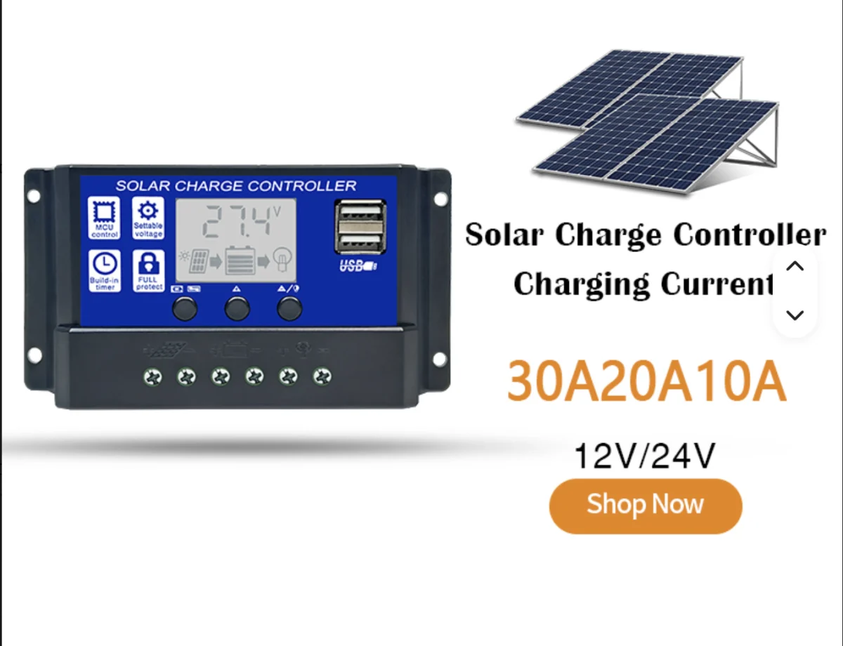 SYH-24V Series 10A–30A PWM Solar Charge Controller for 12V/24V Systems - Gerixi